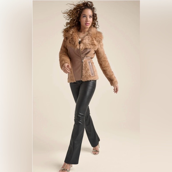 Faux Fur Chevron Jacket NWOT - Picture 6 of 14